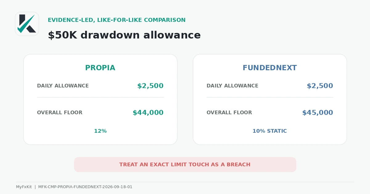 PropiaFunds and FundedNext price and fee-refund comparison