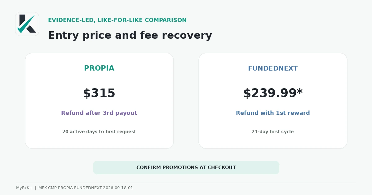 PropiaFunds and FundedNext drawdown comparison