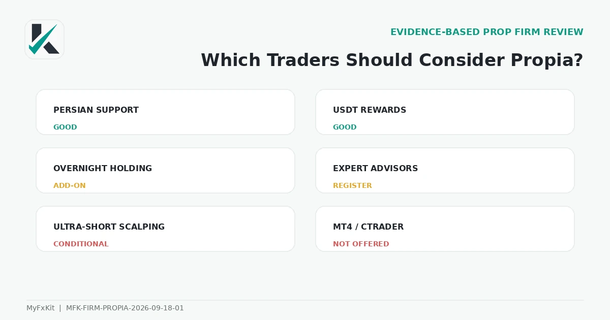 PropiaFunds trader-fit checklist